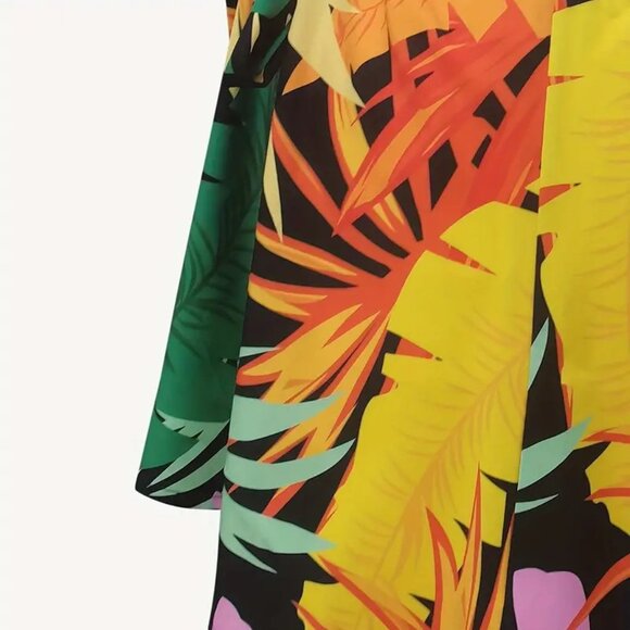 Women's Plus Size Tropical Loose Relaxed Fit One Shoulder Asymmetrical Top 14W - Picture 3 of 8